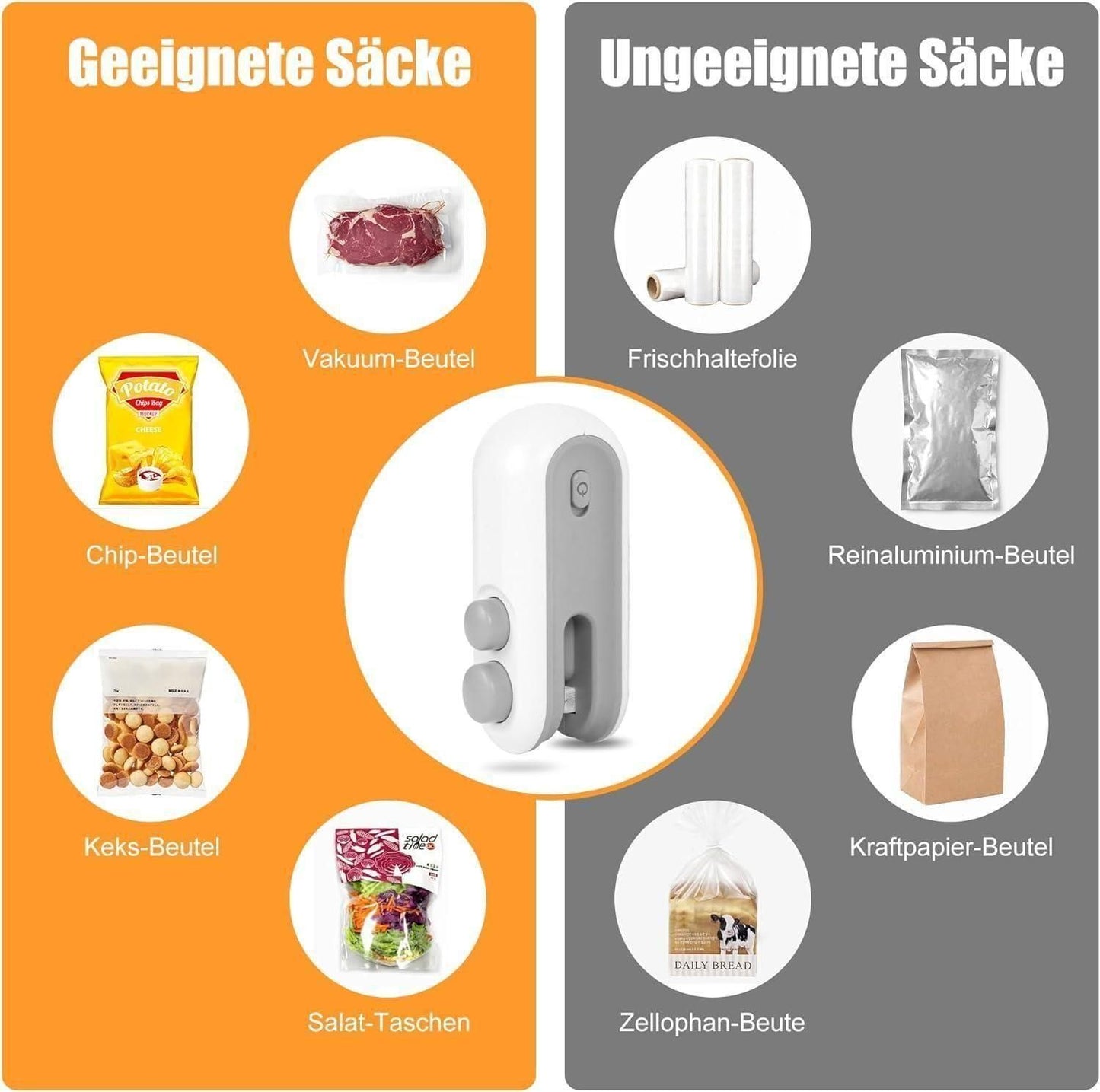 Mini Bag Sealer 2-in-1 – USB rechargeable, magnetic, with cutter.