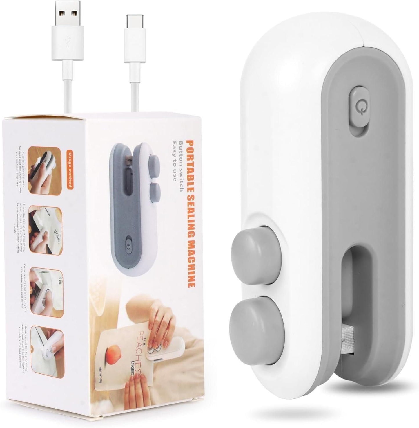 Mini Bag Sealer 2-in-1 – USB rechargeable, magnetic, with cutter.