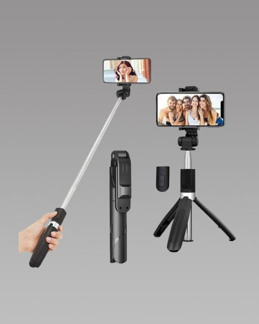 3‑in‑1 Selfie Tripod – Extendable, flash & wireless remote