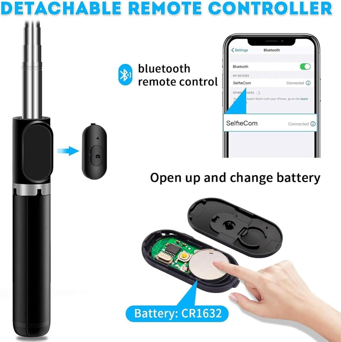 3‑in‑1 Selfie Tripod – Extendable, flash & wireless remote